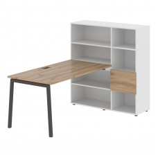 Стол-стеллаж ELRST 1215 Дуб Денвер светлый/Мокко/Белый 1990х1250х1355 EDIS