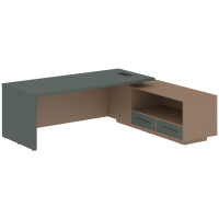 Стол руководителя с тумбой VCT 2319(R) Нефрит/Бронза браш/Кобра 2300х1900х750 VELION