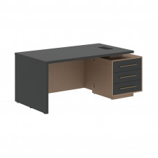 Стол руководителя с тумбой VCT 1890(R) Яшма черный/Бронза браш/Кобра 1800х900х750 VELION