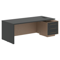 Стол руководителя с тумбой VCT 2290(R) Яшма черный/Бронза браш/Кобра 2200х900х750 VELION