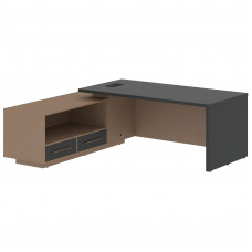 Стол руководителя с тумбой VCT 2119(L) Яшма черный/Бронза браш/Кобра 2100х1900х750 VELION