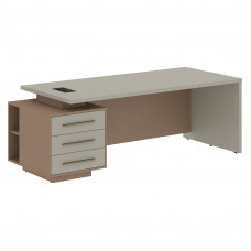 Стол руководителя с тумбой VCT 2290(L) Аметист/Бронза браш/Кобра 2200х900х750 VELION