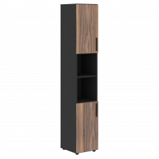 Шкаф высокий узкий VRHCS 40.4 Американский орех/Яшма черный 400х430х2253 VELION VENEER