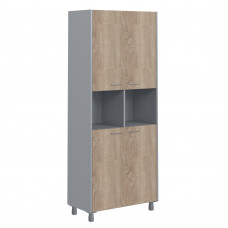 Шкаф с 2-мя комплектами малых глухих дверей OHC 87.4 Дуб Сонома светлый/Металлик OFFIX NEW