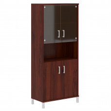 Шкаф высокий с малыми стеклянными и глухими дверьми B 430.10 Бургунди 900х450х2054 BORN