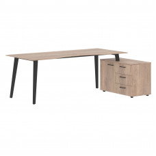 Стол руководителя с тумбой JCT 2013(R) Дуб Каньон/Антрацит 2000х1300х750 JAY