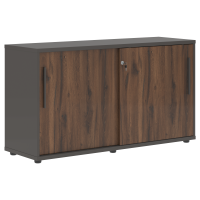 Шкаф низкий с дверьми купе ELC 1343 Дуб Денвер тёмный/Мокко/Мокко 1346х430х750 EDIS