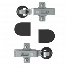 Комплект петель с заглушками для стеклянных дверей ESH-2 Алюминий/Черная EDIS