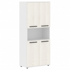 Шкаф высокий широкий EHCS 85.4 Ясень Траун/Черный/Белый 852х430х1967 EDIS