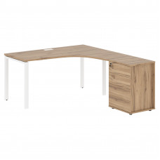 Стол эргономичный с тумбой EUCET 1518(R) Дуб Денвер светлый/Белый 1560х1880х750 EDIS