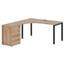 Стол эргономичный с тумбой EUCET 1518(L) Дуб Денвер светлый/Черный 1560х1880х750 EDIS