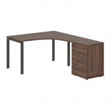 Стол эргономичный с тумбой EUCET 1318(R) Дуб Денвер тёмный/Мокко 1360х1880х750 EDIS