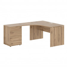 Стол эргономичный с тумбой EDCET 1318(L) Дуб Денвер светлый/Белый 1360х1880х750 EDIS