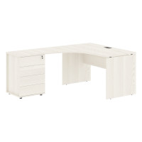 Стол эргономичный с тумбой EDCET 1318(L) Ясень Траун/Мокко 1360х1880х750 EDIS