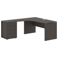 Стол эргономичный с тумбой EDCET 1518(L) Мокко/Белый 1560х1880х750 EDIS