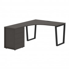 Стол эргономичный с тумбой EVCET 1318(L) Мокко/Черный 1360х1880х750 EDIS