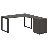 Стол эргономичный с тумбой EQCET 1518(R) Мокко/Черный 1560х1880х750 EDIS