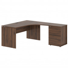 Стол эргономичный с тумбой EDCET 1518(R) Дуб Денвер тёмный/Мокко 1560х1880х750 EDIS