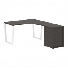 Стол эргономичный с тумбой EVCET 1318(R) Мокко/Белый 1360х1880х750 EDIS