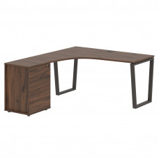 Стол эргономичный с тумбой EVCET 1518(L) Дуб Денвер тёмный/Мокко 1560х1880х750 EDIS