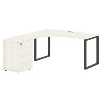 Стол эргономичный с тумбой EQCET 1518(L) Ясень Траун/Мокко 1560х1880х750 EDIS