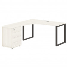 Стол эргономичный с тумбой EQCET 1518(L) Ясень Траун/Мокко 1560х1880х750 EDIS