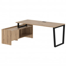 Стол с тумбой EVCT 19814 Дуб Денвер светлый/Черный 1960х1400х750 EDIS