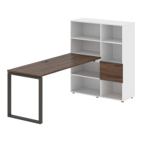 Стол-стеллаж EQRST 1117 Дуб Денвер тёмный/Мокко/Белый 2190х1120х1355 EDIS