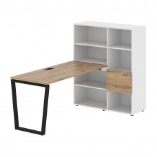 Стол-стеллаж EVRST 1115 Дуб Денвер светлый/Черный/Белый 1990х1120х1355 EDIS
