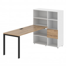 Стол-стеллаж EURST 1117 Дуб Денвер светлый/Черный/Белый 2190х1120х1355 EDIS