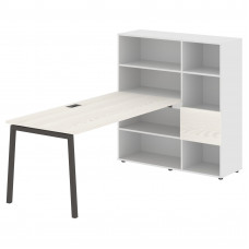 Стол-стеллаж ELRST 1217 Ясень Траун/Мокко/Белый 2190х1250х1355 EDIS