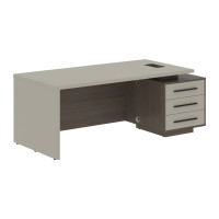 Стол руководителя с тумбой VCT 2090(R) Аметист/Черный матовый/Дуб Сильвер 2000х900х750 VELION