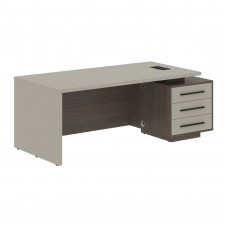 Стол руководителя с тумбой VCT 2090(R) Аметист/Черный матовый/Дуб Сильвер 2000х900х750 VELION