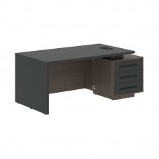 Стол руководителя с тумбой VCT 1890(R) Яшма черный/Черный матовый/Дуб Сильвер 1800х900х750 VELION