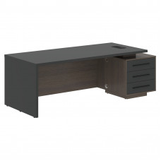 Стол руководителя с тумбой VCT 2290(R) Яшма черный/Черный матовый/Дуб Сильвер 2200х900х750 VELION