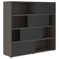 Шкаф с дверьми купе VMCS 1615 Яшма черный/Дуб Сильвер 1600х450х1517 VELION