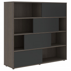 Шкаф с дверьми купе VMCS 1615 Яшма черный/Дуб Сильвер 1600х450х1517 VELION