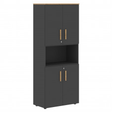 Шкаф с 2-мя комп-ми малых дверей и топом FHC 80.4(Z) Черный графит/Дуб Гамильтон 802х429х1983 FORTA