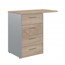 Тумба приставная OLC-4D.2.A Дуб Сонома светлый/Металлик 800х450х750 OFFIX NEW