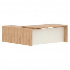 Стол руководителя TLCT 2020(R) Дуб Бофорд Z/Латте 2000х2000х750 TORR LUX