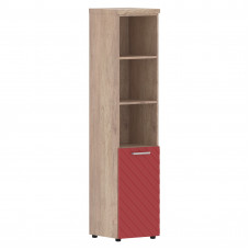 Шкаф колонка с малой дверью и топом TLHC 42.5(R) Красный/Дуб Каньон Z 432х450х1968 TORR LUX