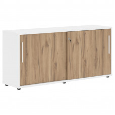 Шкаф низкий с дверьми купе ELC 1643 Дуб Денвер светлый/Белый/Белый 1606х430х750 EDIS