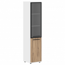 Шкаф высокий узкий EHCS 42.7(R) Дуб Денвер светлый/Черный/Белый 426х430х1967 EDIS