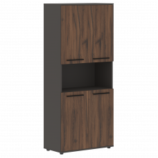 Шкаф высокий широкий EHCS 85.4 Дуб Денвер тёмный/Черный/Мокко 852х430х1967 EDIS