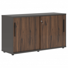Шкаф низкий с дверьми купе ELC 1343 Дуб Денвер тёмный/Черный/Мокко 1346х430х750 EDIS