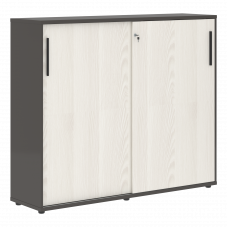 Шкаф средний с дверьми купе EMC 1643 Ясень Траун/Черный/Мокко 1606х430х1355 EDIS