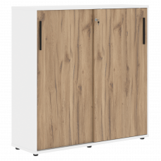 Шкаф средний с дверьми купе EMC 1343 Дуб Денвер светлый/Черный/Белый 1346х430х1355 EDIS