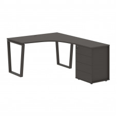 Стол эргономичный с тумбой EVCET 1318(R) Мокко/Мокко 1360х1880х750 EDIS