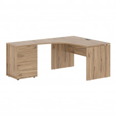 Стол эргономичный с тумбой EDCET 1318(L) Дуб Денвер светлый/Мокко 1360х1880х750 EDIS