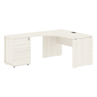 Стол эргономичный с тумбой EDCET 1318(L) Ясень Траун/Черный 1360х1880х750 EDIS